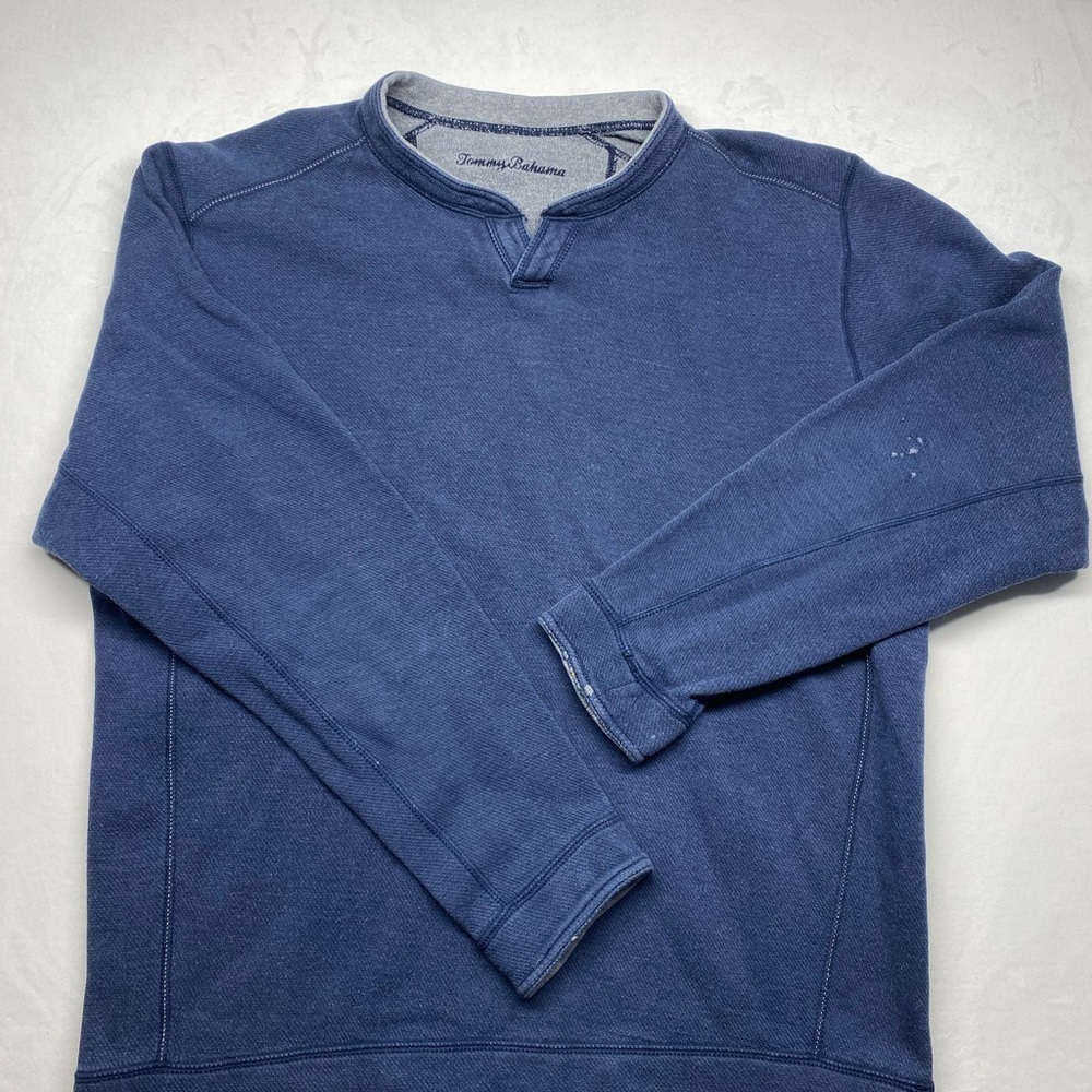 Tommy Bahama Men’s Pull Over Long Sleeve Blue Size Large FLAWED